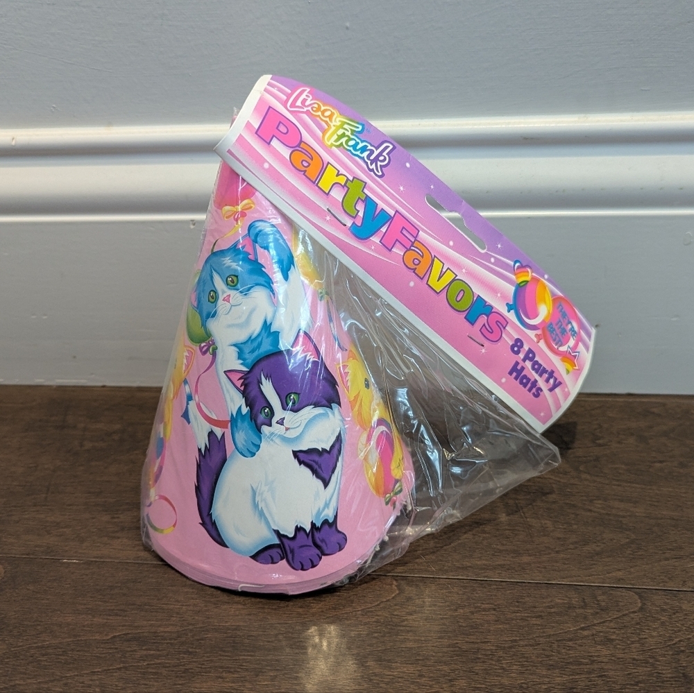 Lisa Frank Vintage 90s Party Hats 8 Pack- Kitten Love Balloon Party Supplies